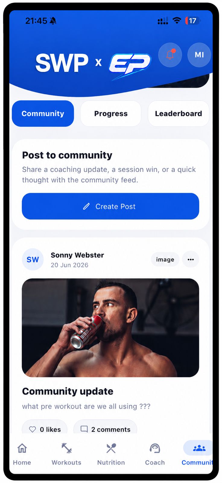 Community feed and leaderboard